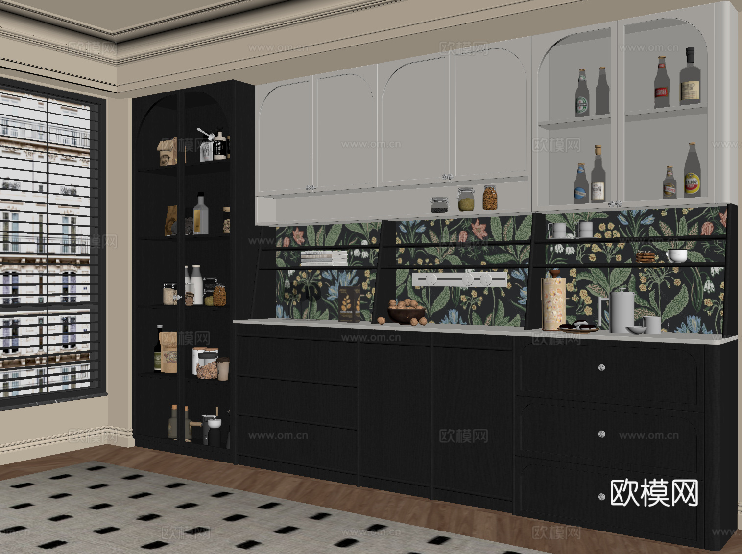 法式备餐柜su模型