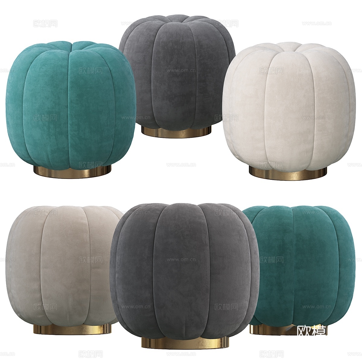 Sofia天鹅绒脚凳3d模型下载