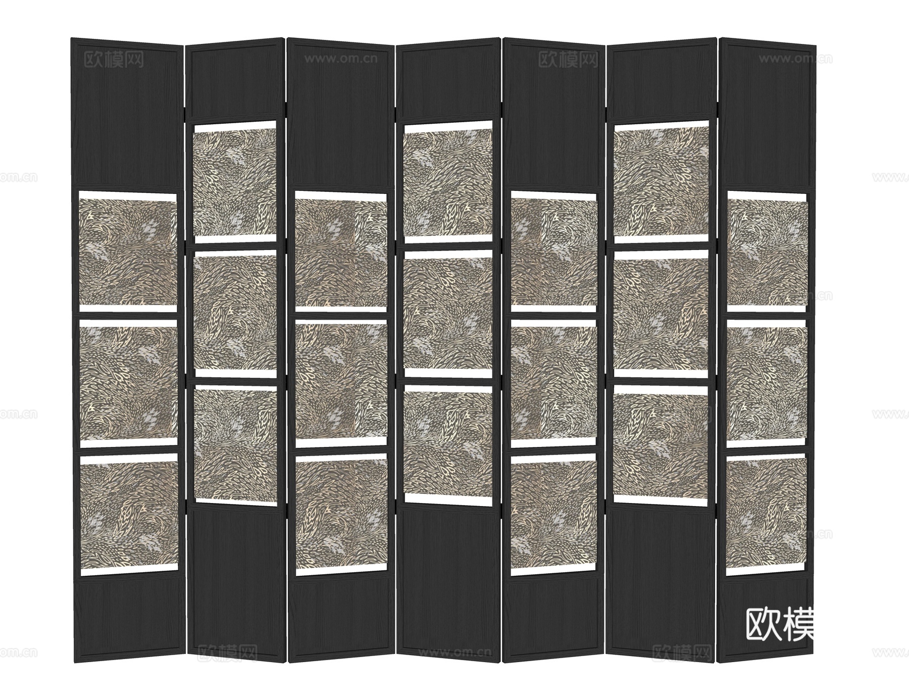 中古折叠屏风隔断su模型