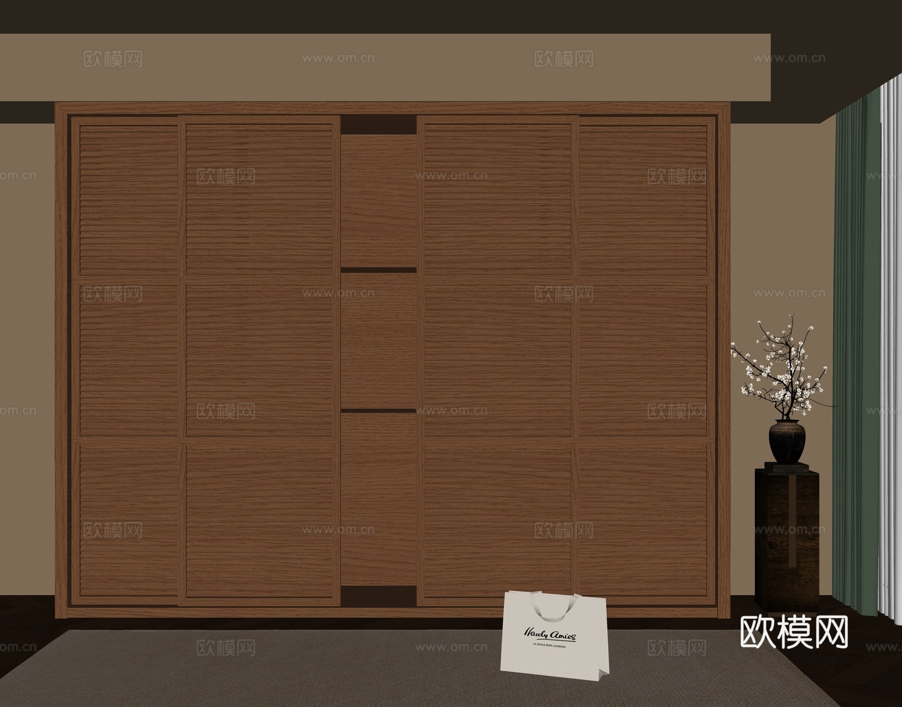 原木衣柜su模型