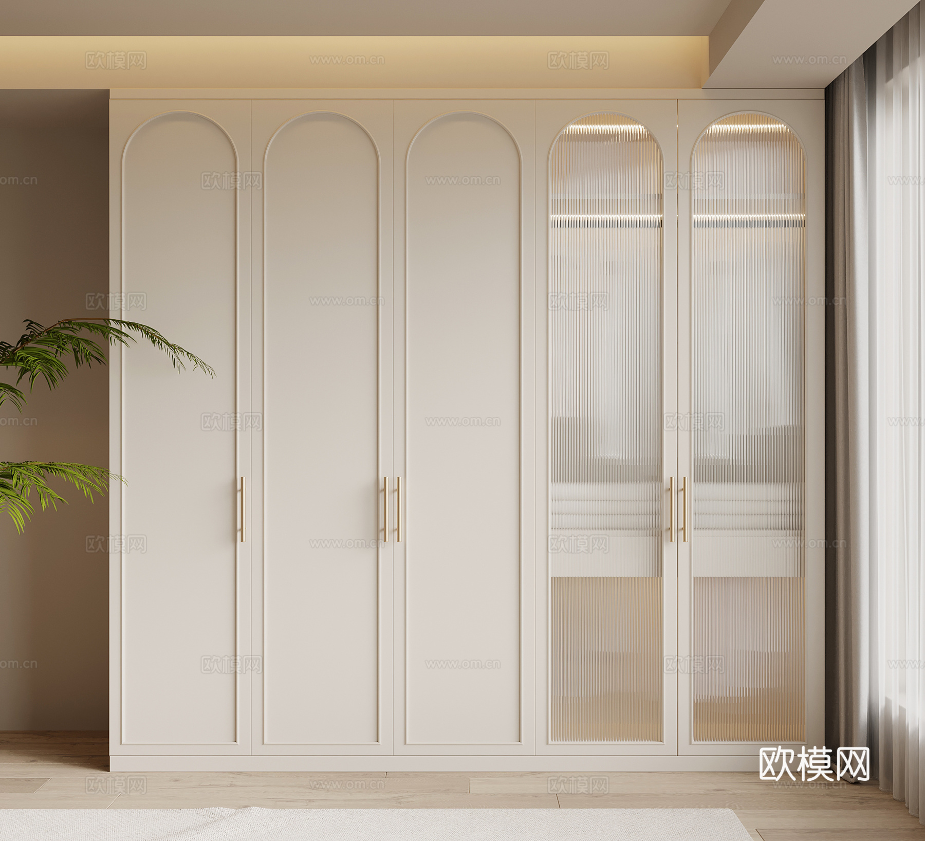 法式奶油风衣柜su模型