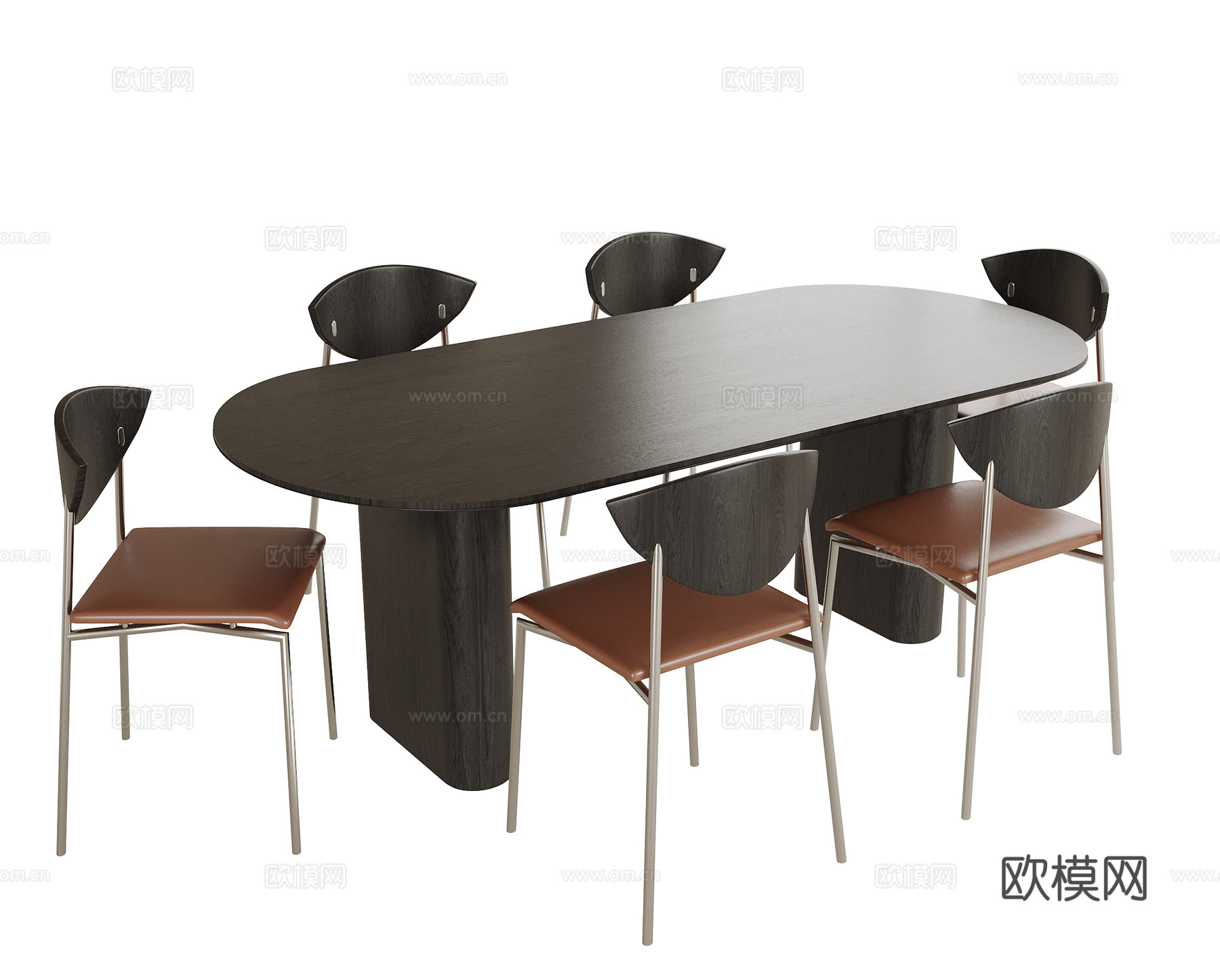 现代餐桌椅 餐椅 餐桌su模型
