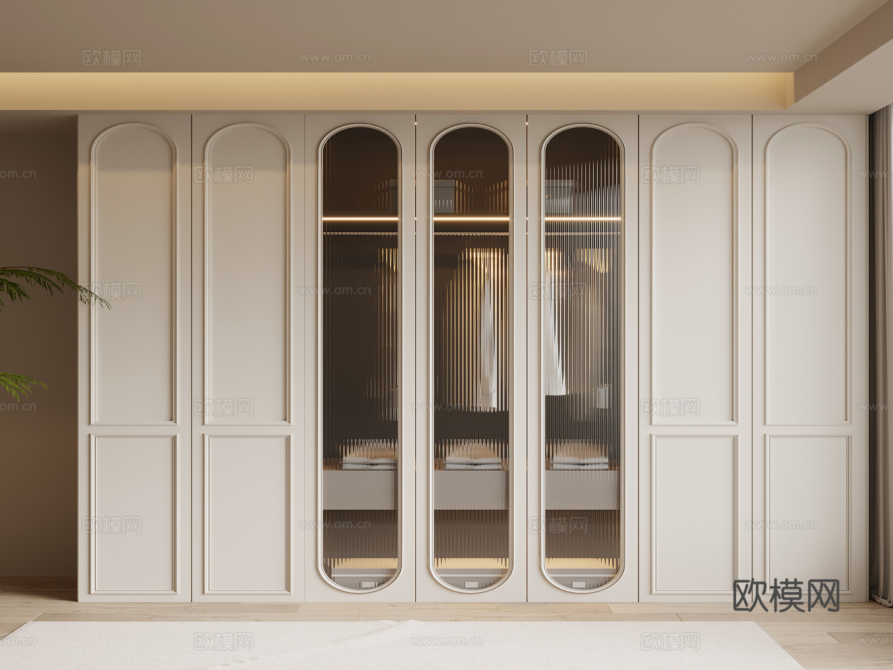 法式奶油风衣柜su模型