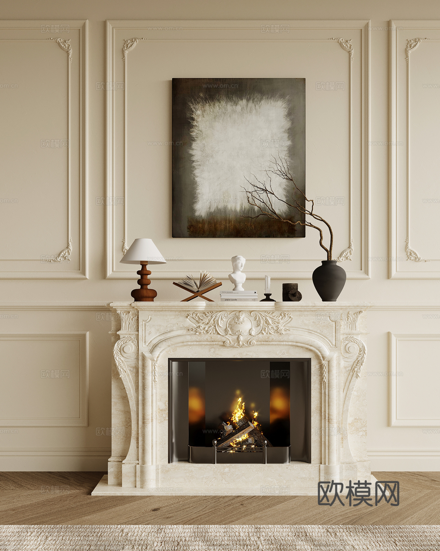 法式复古风壁炉su模型