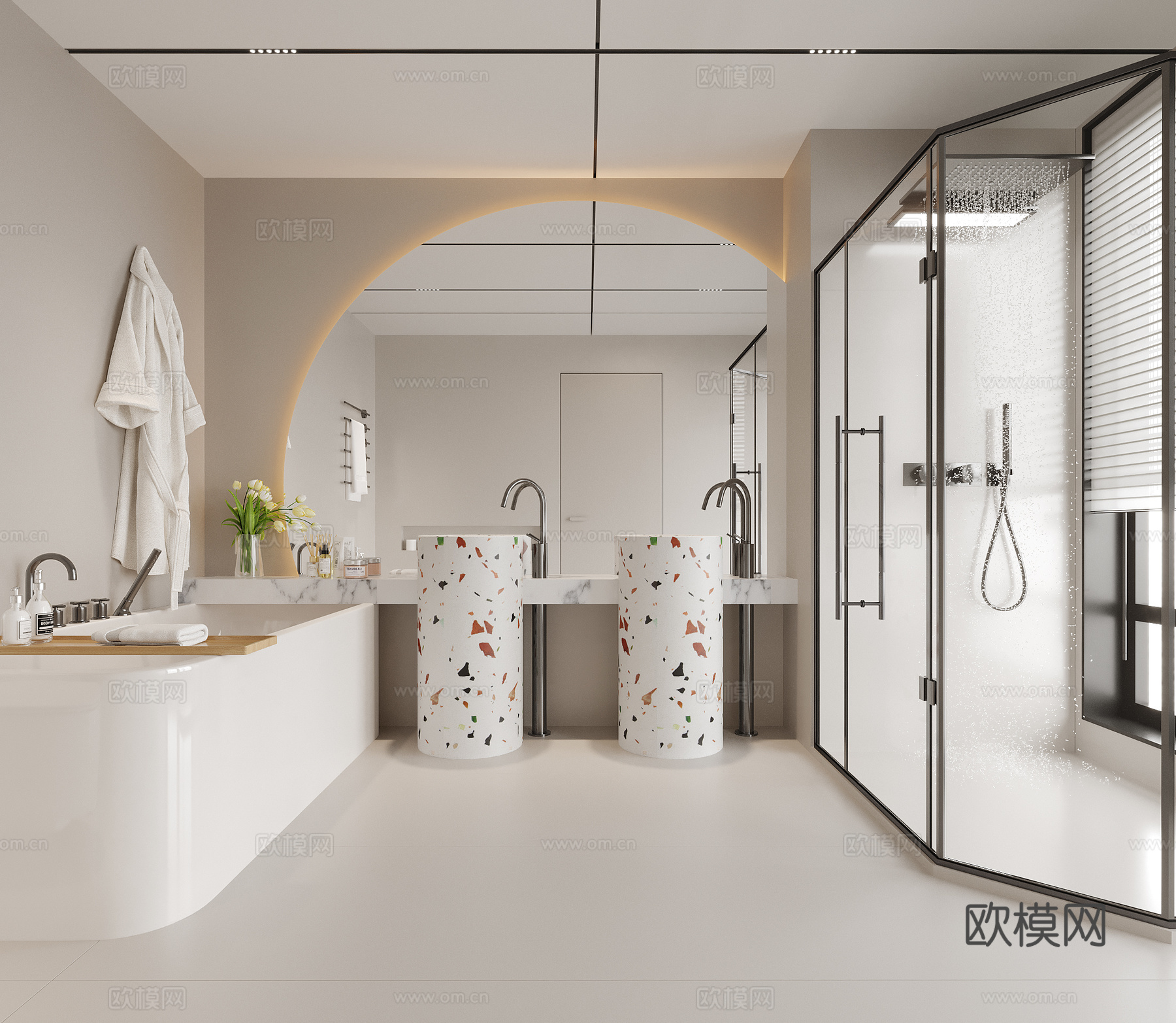 现代卫生间 洗手台 别墅卫生间su模型