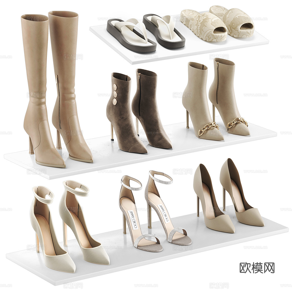 女鞋组合3d模型下载（渲染图1）