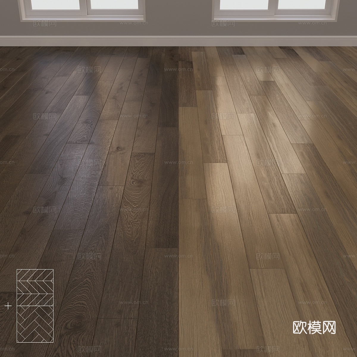 橡木拼花地板双拼布局人字纹、V字纹3d模型下载