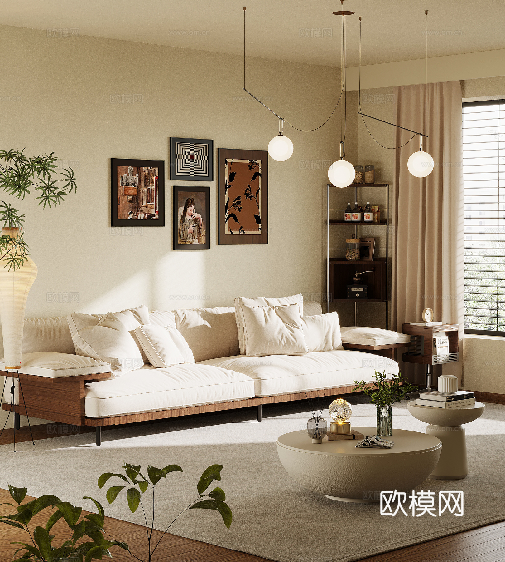 中古风多人沙发su模型