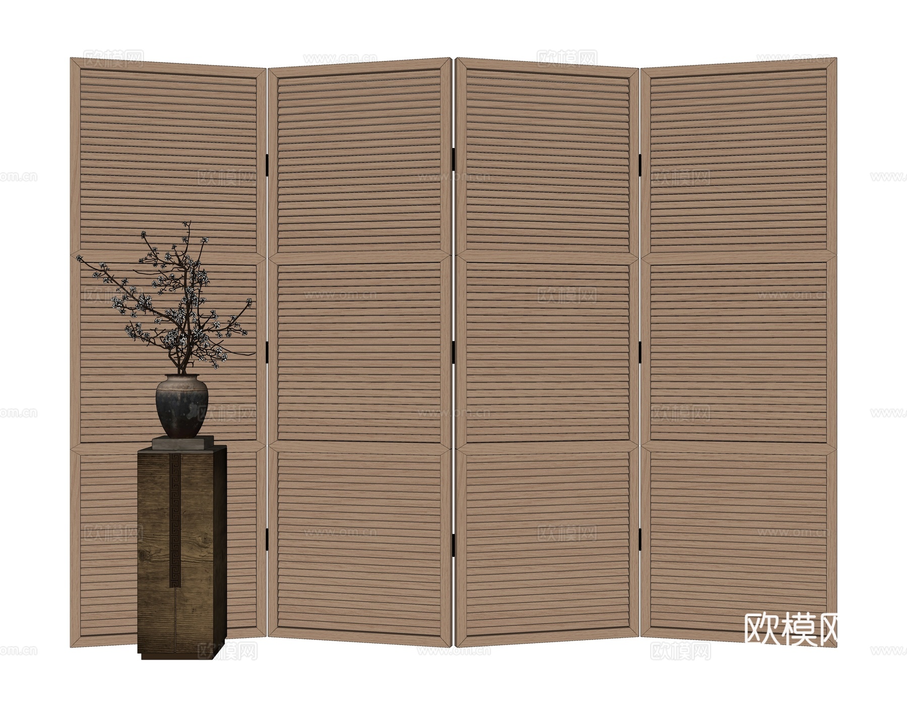 中古风折叠门 屏风隔断su模型