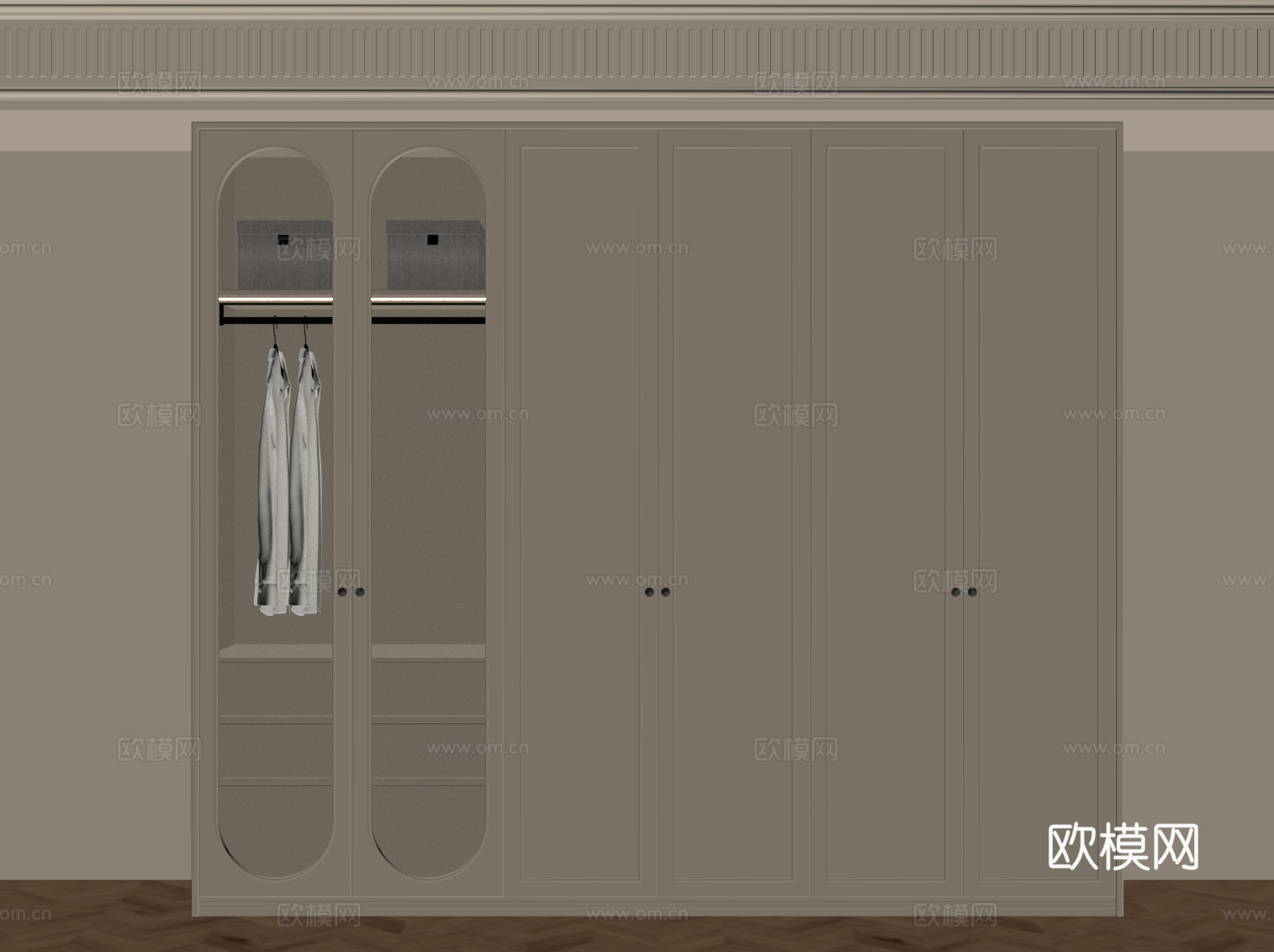 法式奶油风衣柜su模型