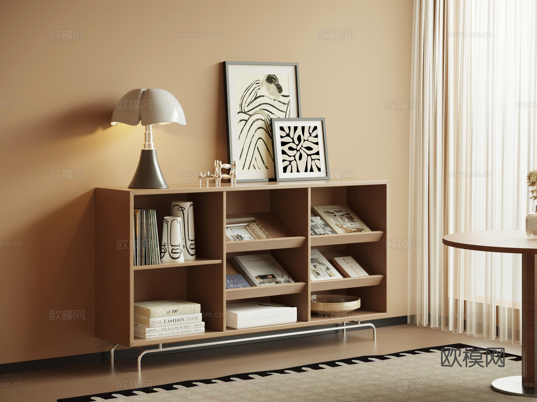 中古风玄关柜 边柜 端景柜su模型