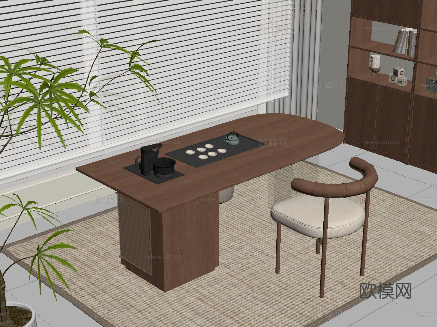 中古风小茶台su模型