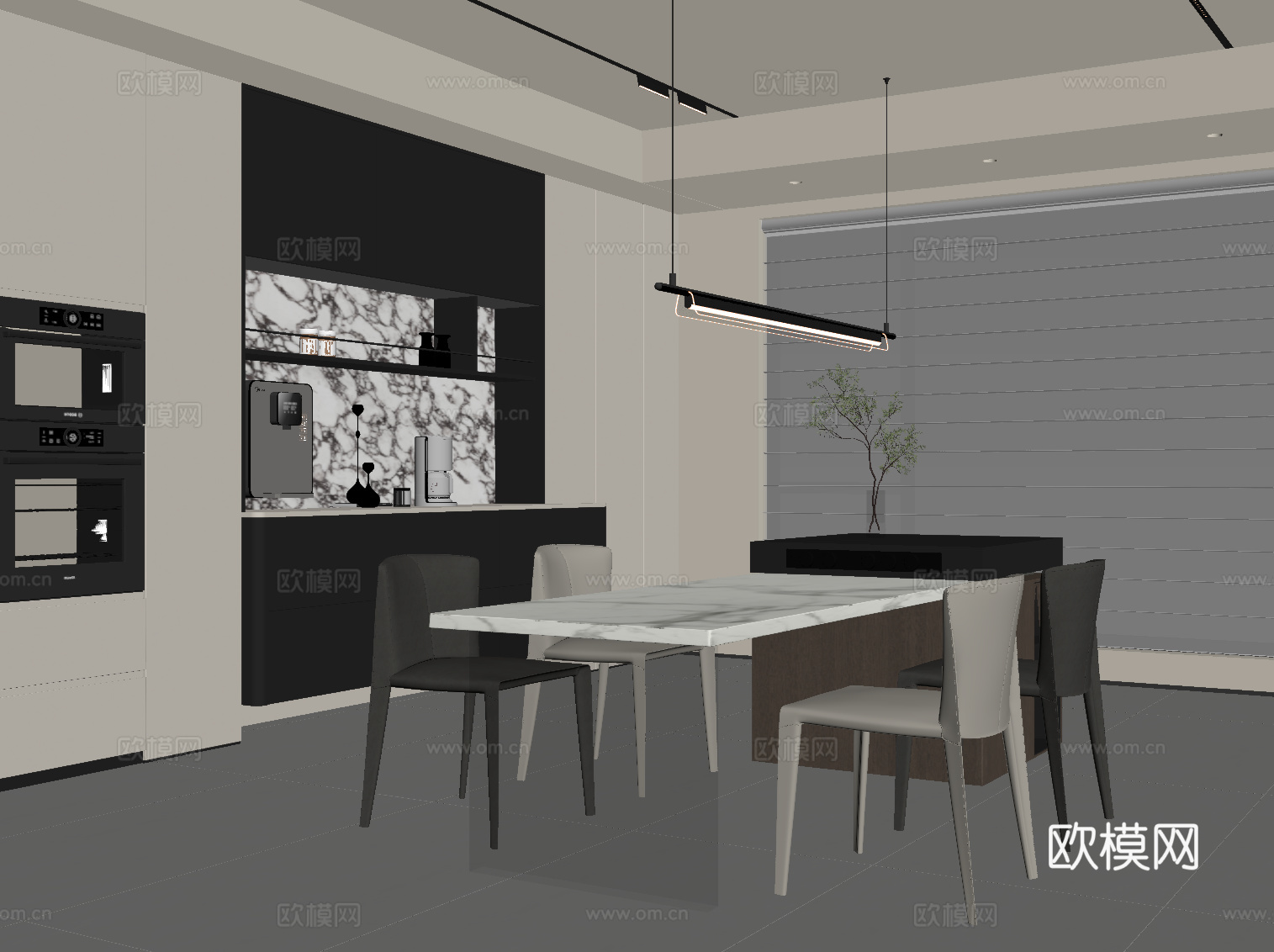 现代餐厅su模型