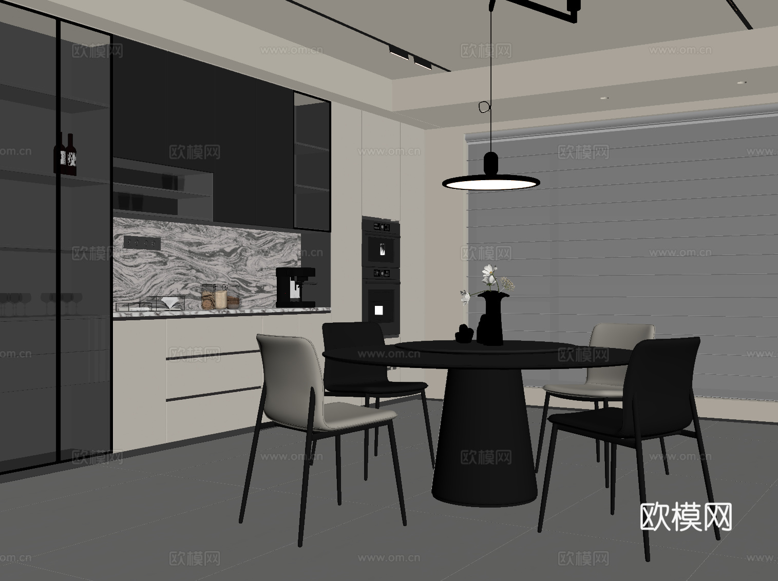 现代餐厅su模型