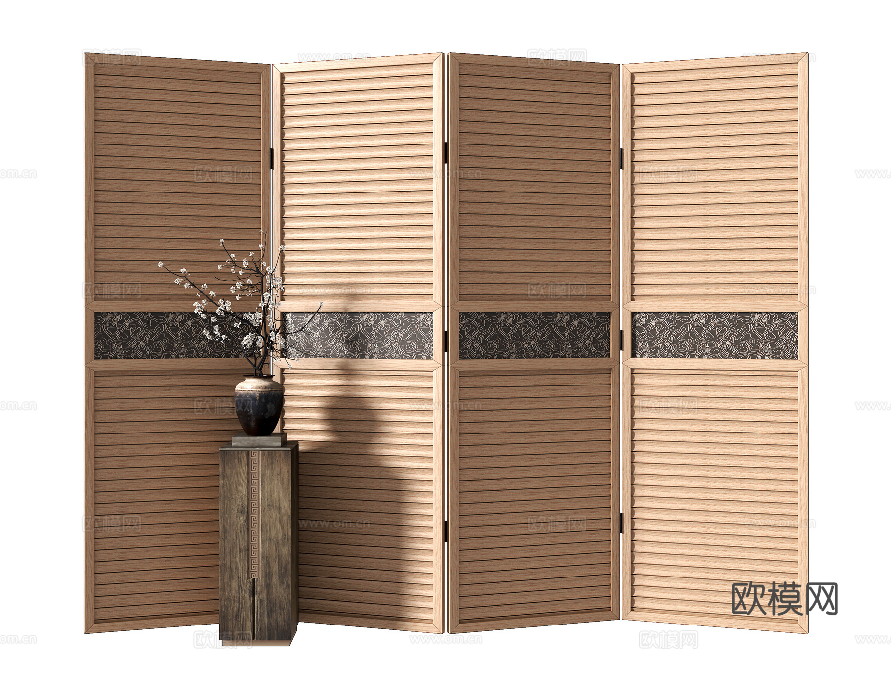 中古风折叠门 屏风隔断su模型