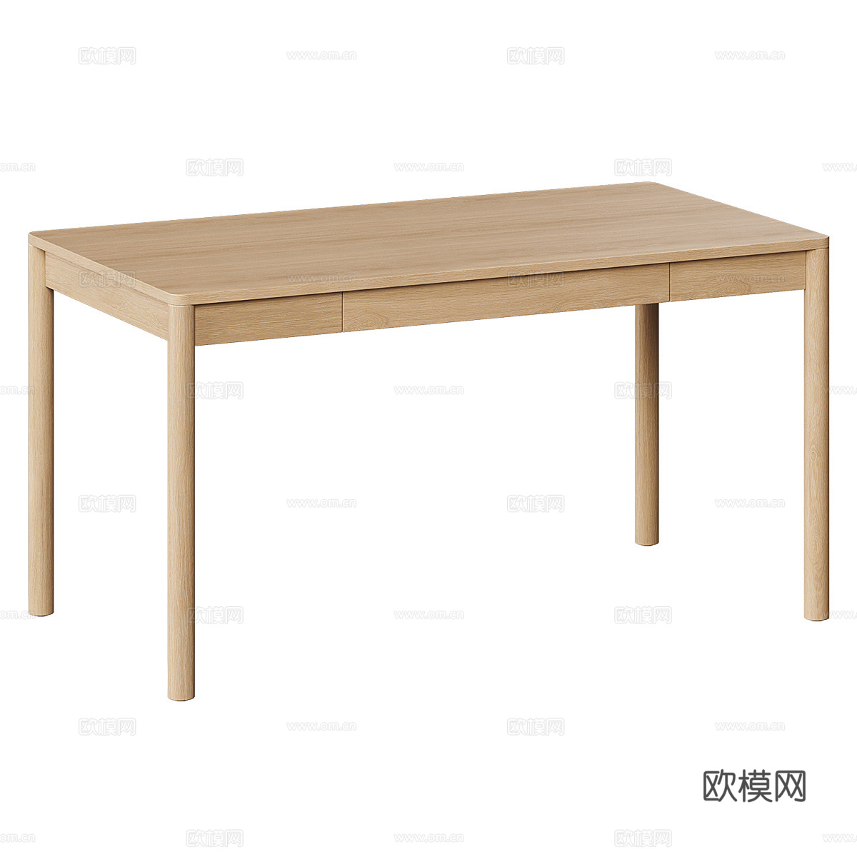 现代极简实木书桌3d模型