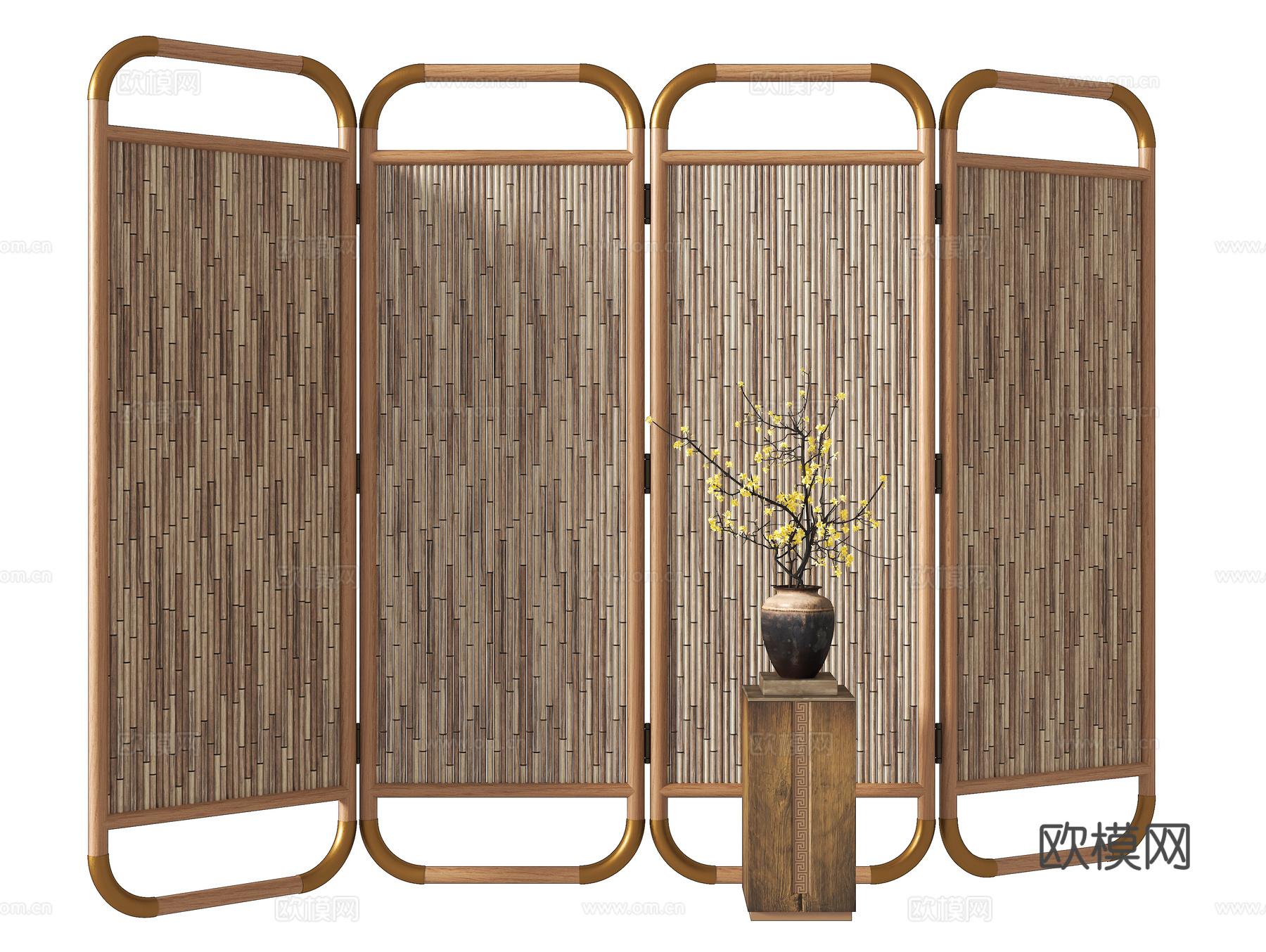 侘寂屏风隔断su模型