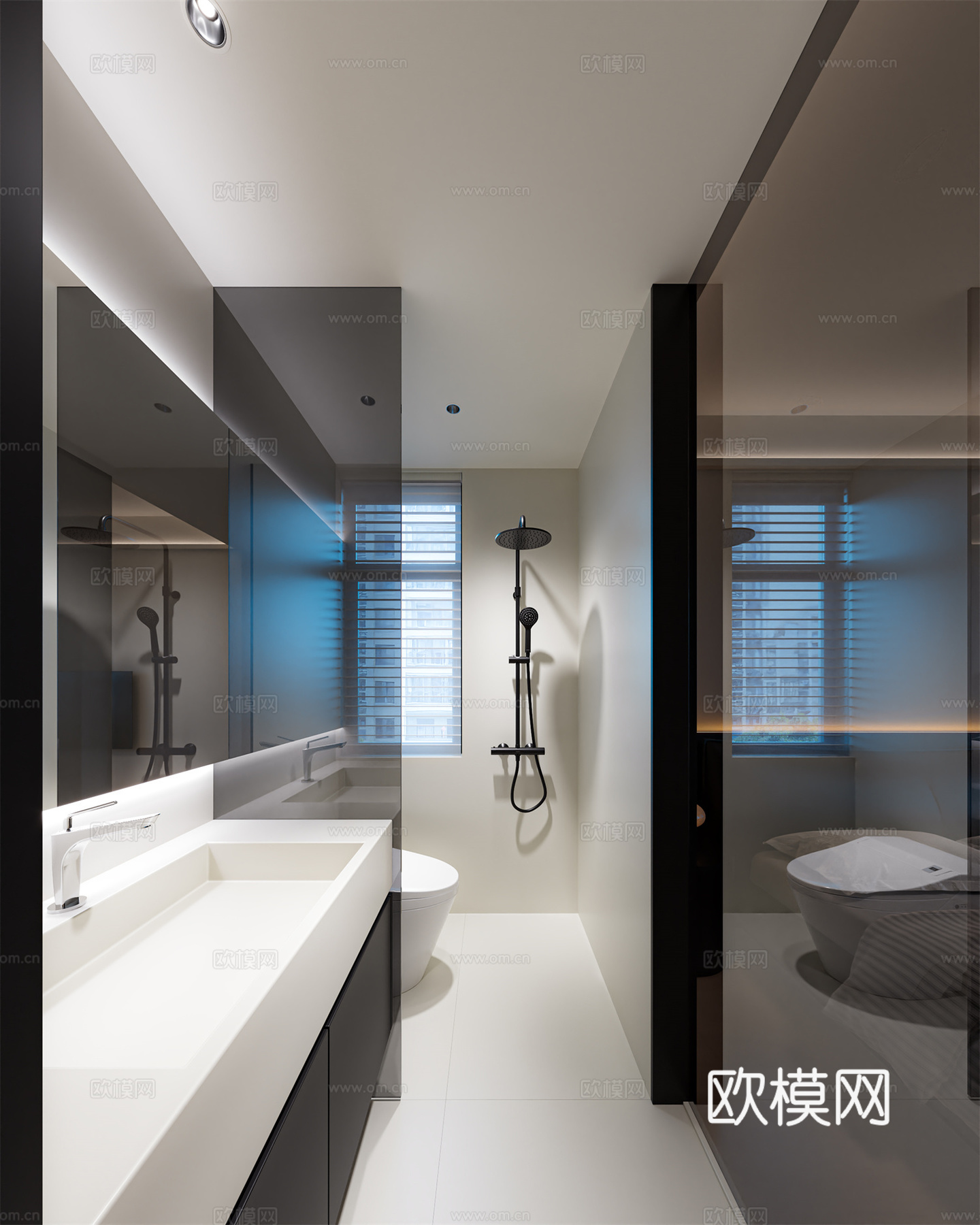 现代主卧全景3d模型