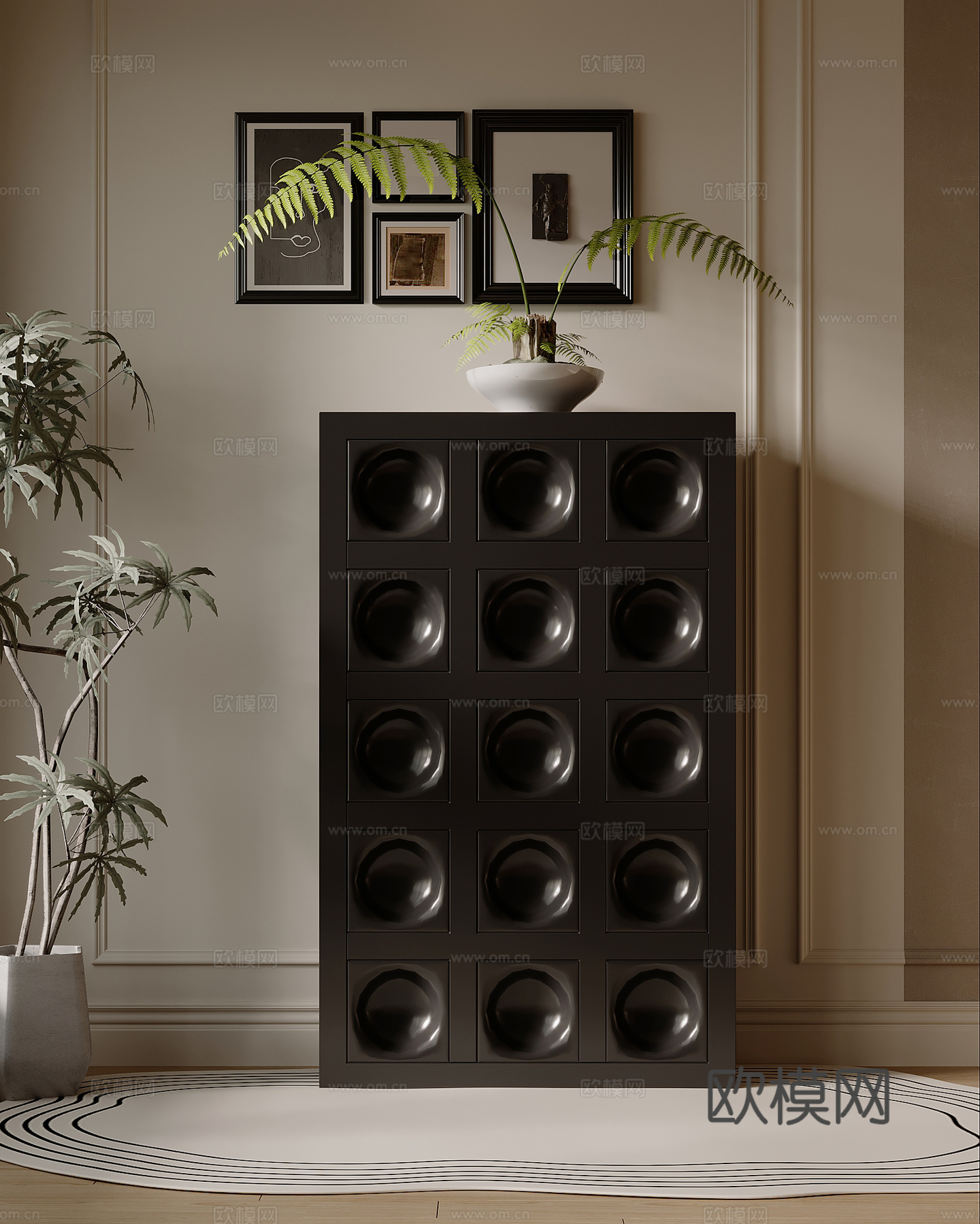 法式复古风边柜 斗柜3d模型下载