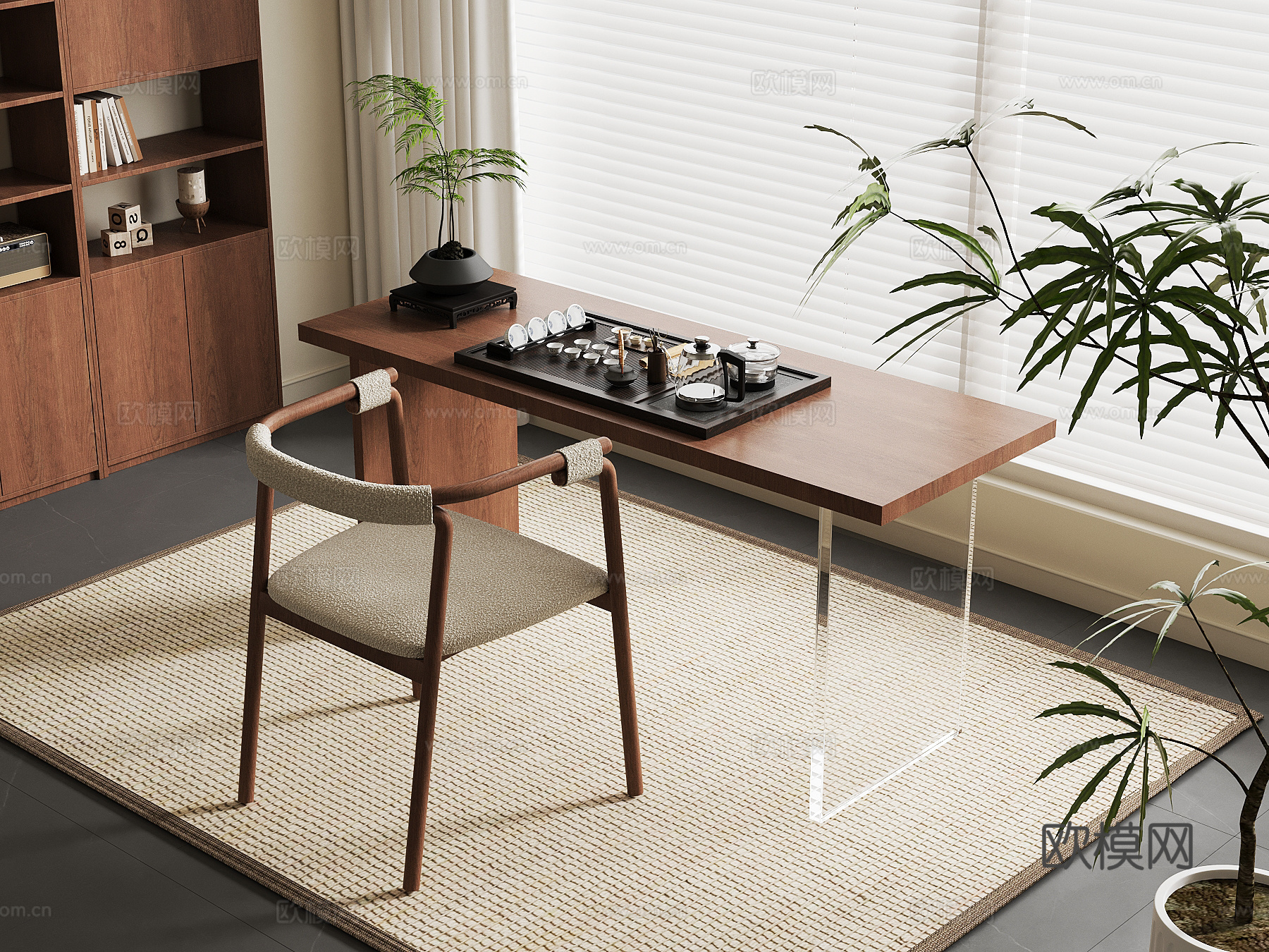 中古风小茶台su模型