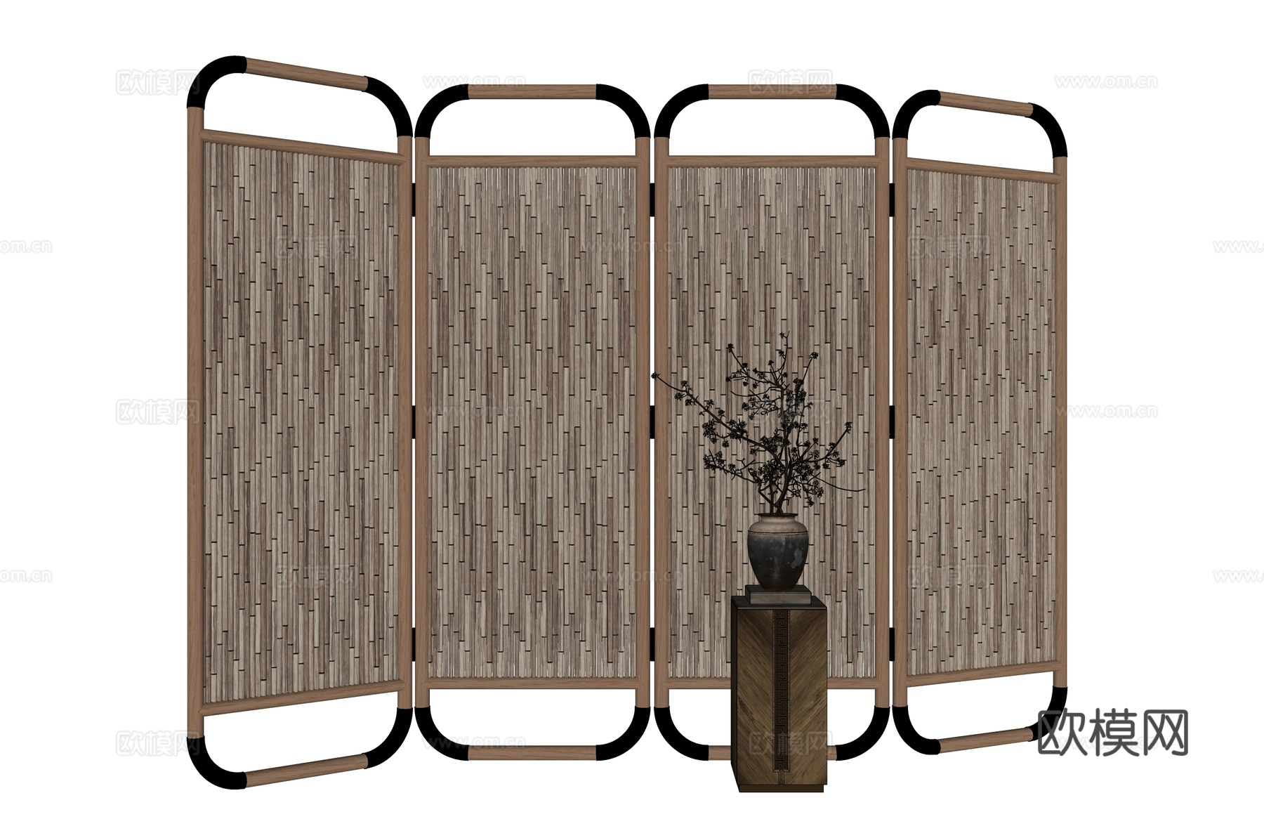 侘寂屏风隔断su模型