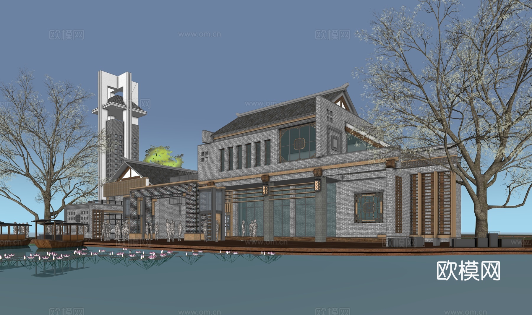 徽派办公建筑su模型