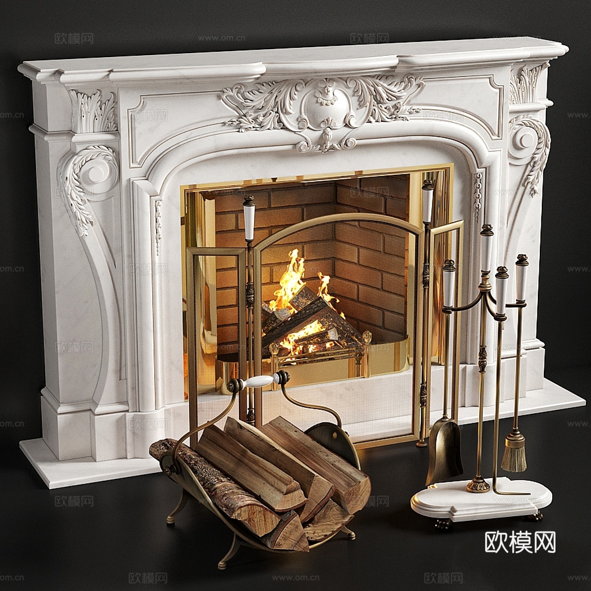 路易十四式壁炉3d模型下载