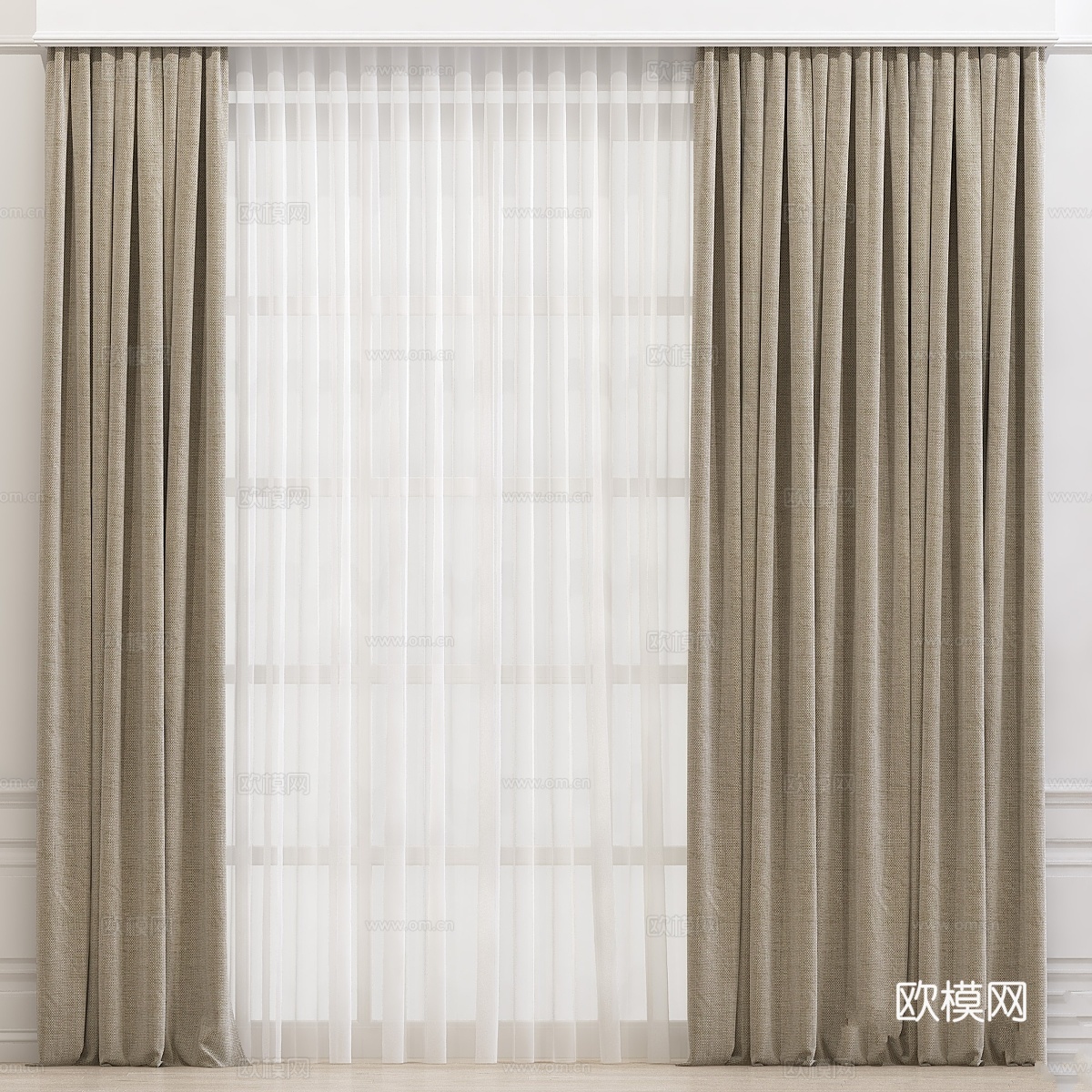 窗帘6413d模型下载