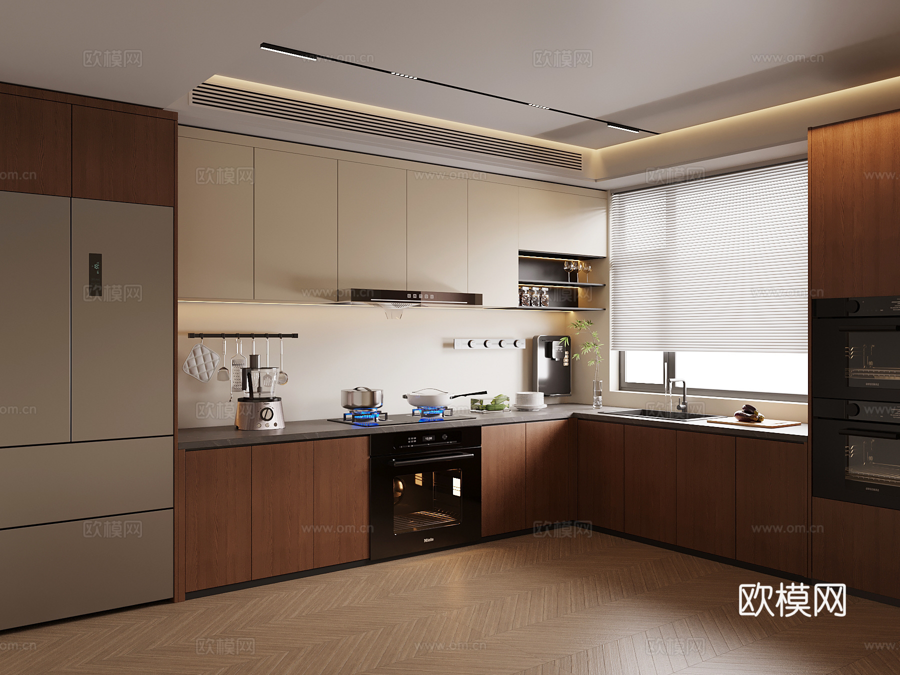 中古风厨房3d模型下载