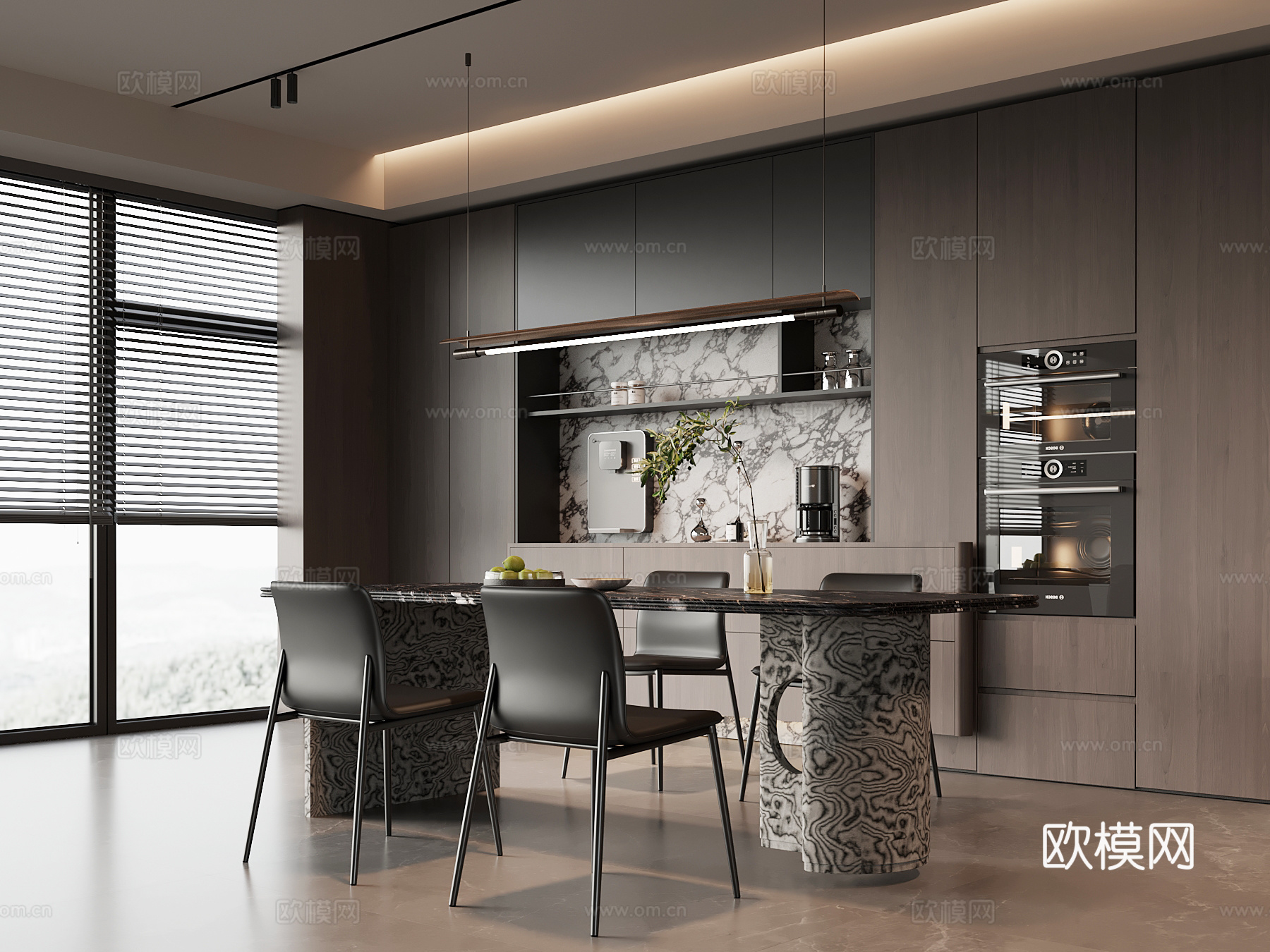 意式餐厅su模型