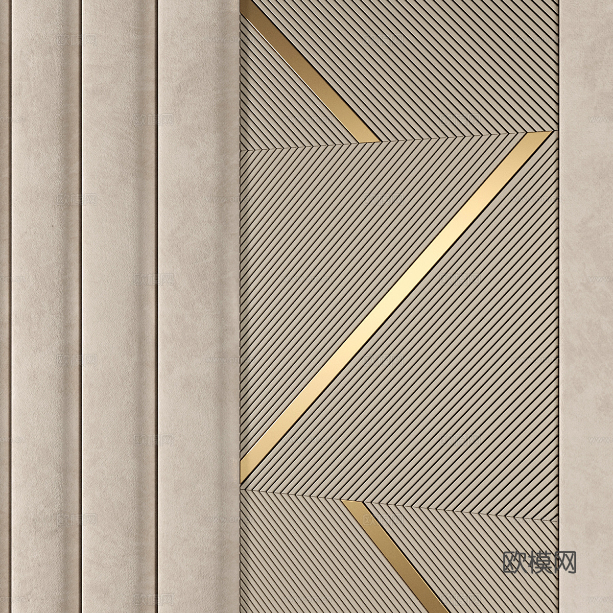 现代墙饰硬包装饰墙板3d模型下载（渲染图2）