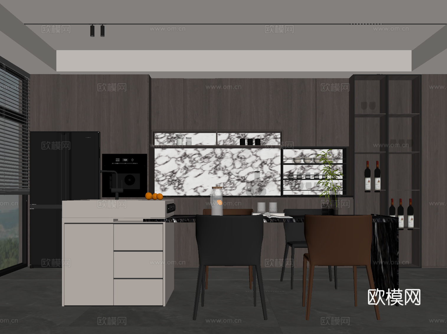 意式餐厅su模型