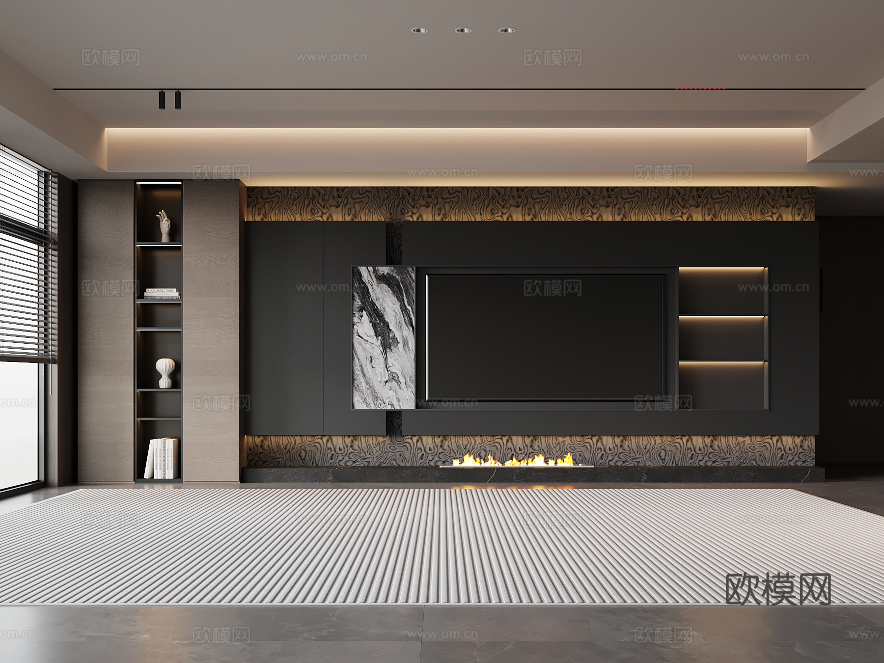 意式电视背景墙su模型