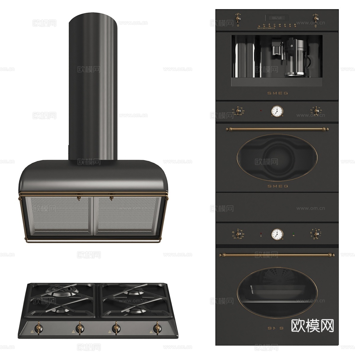 Smeg殖民风系列黑色款3d模型下载