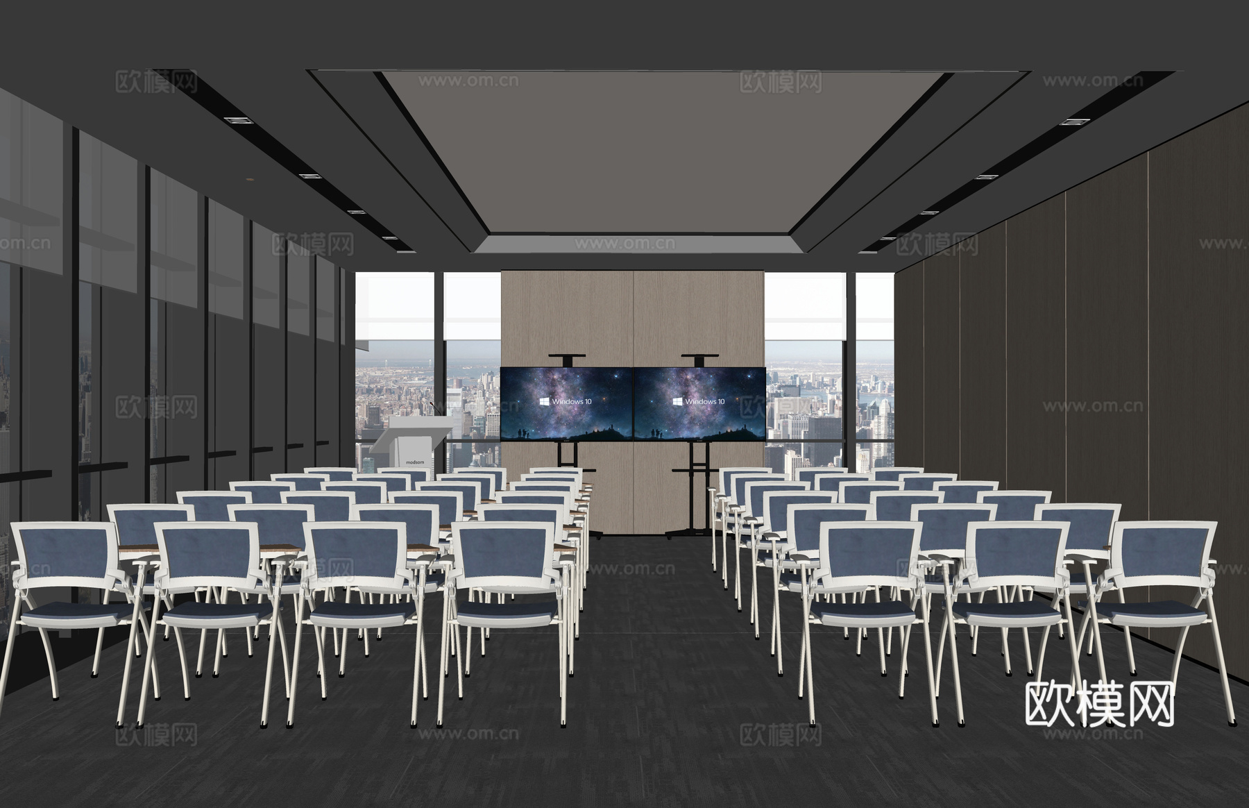 现代会议室 培训室su模型
