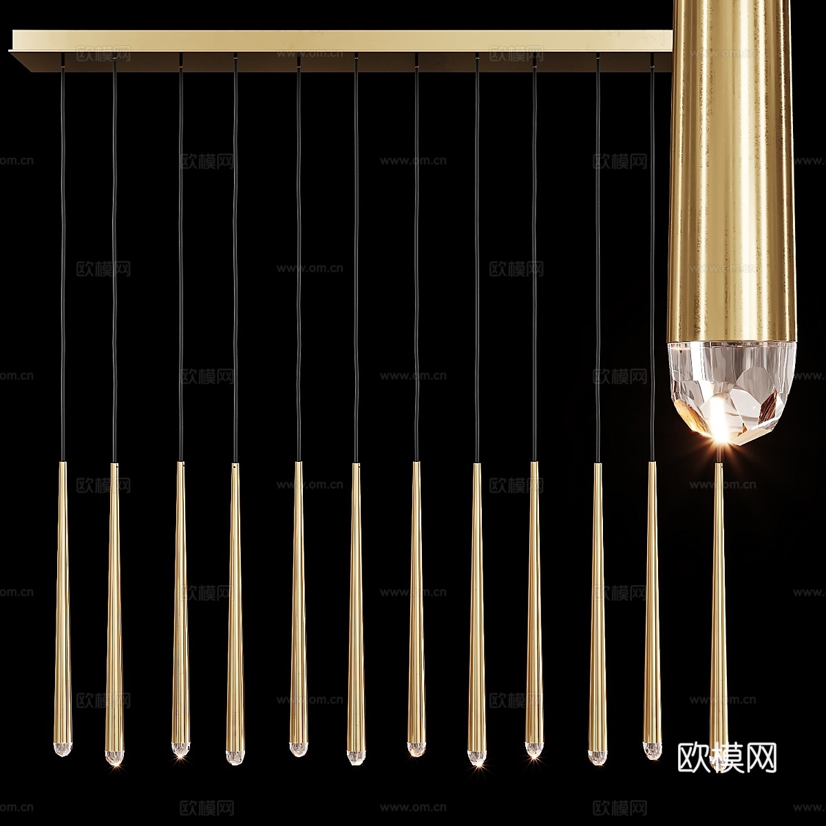 Restoration Hardware 阿基坦线性六头吊灯3d模型