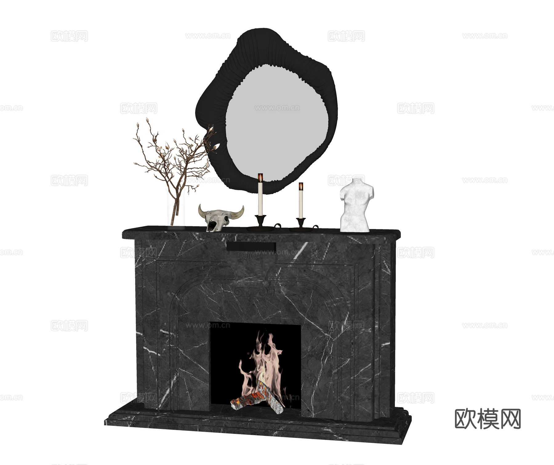 现代壁炉su模型