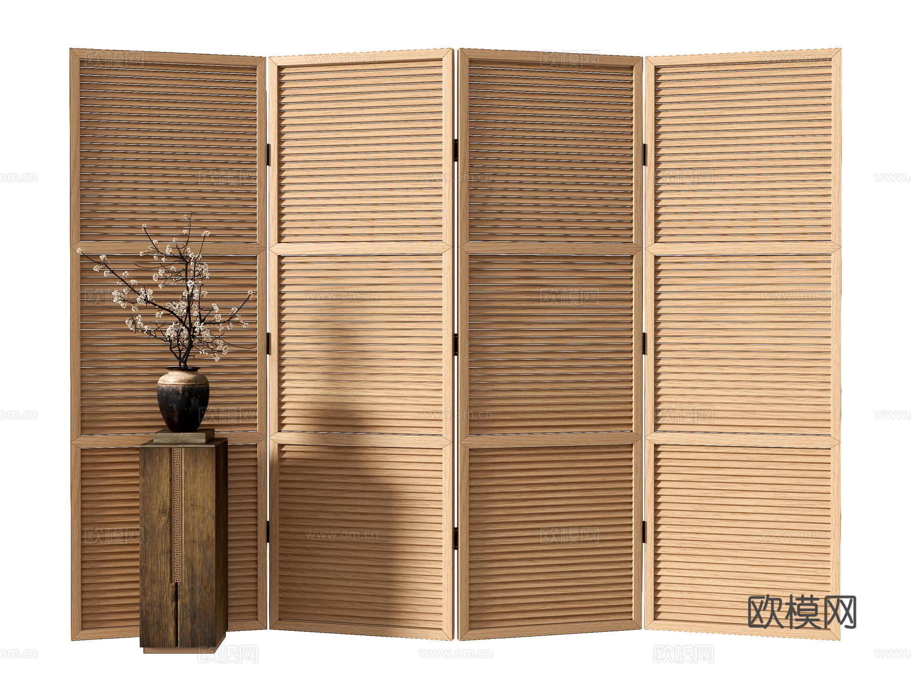 中古风折叠门 屏风隔断su模型
