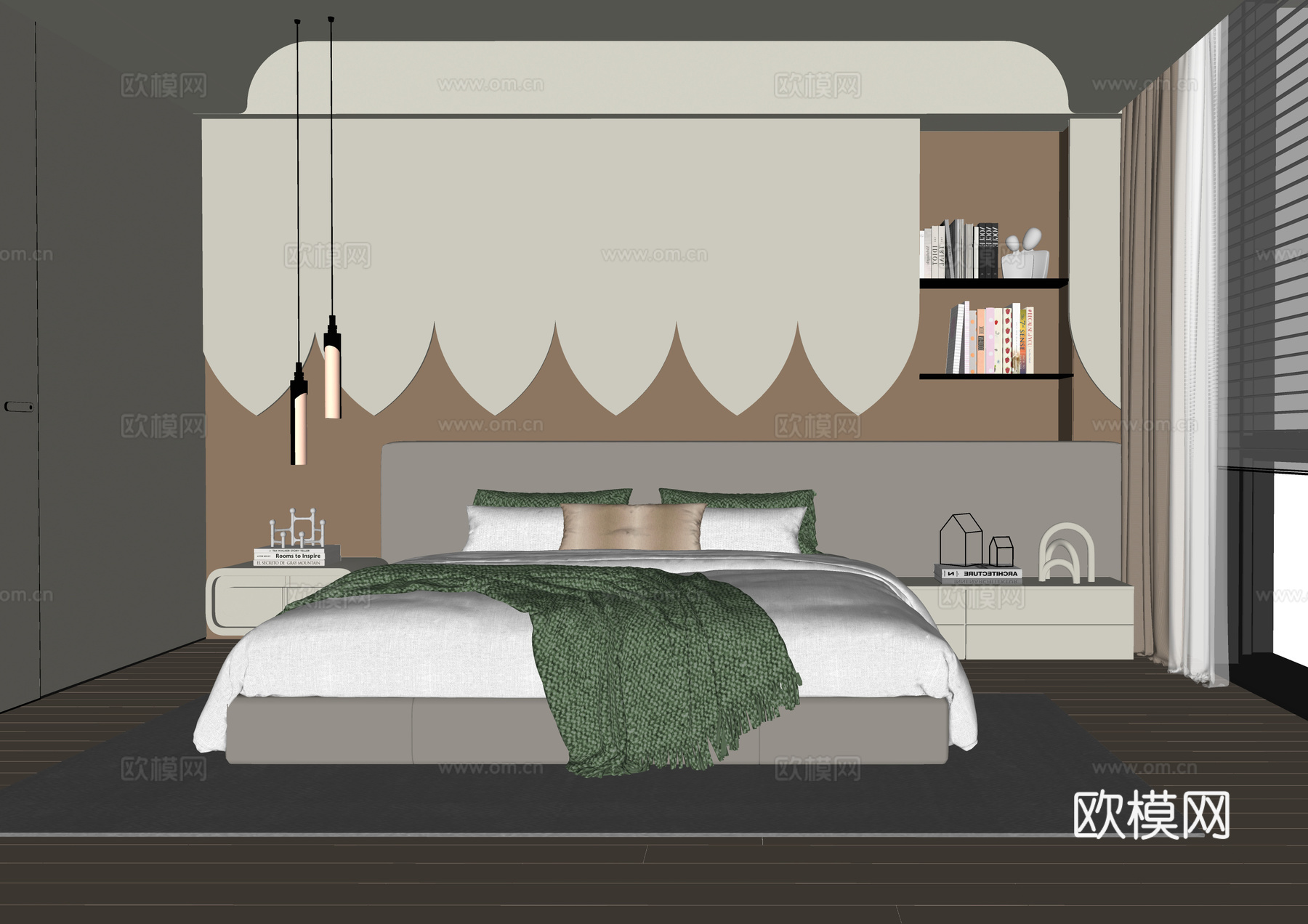 现代儿童房 儿童床su模型