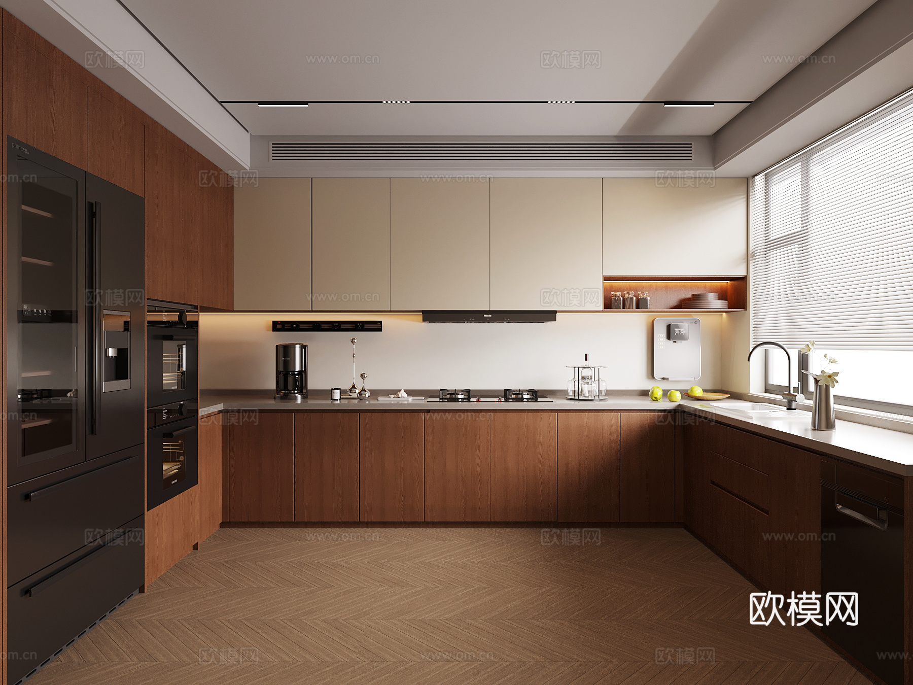 中古风厨房su模型