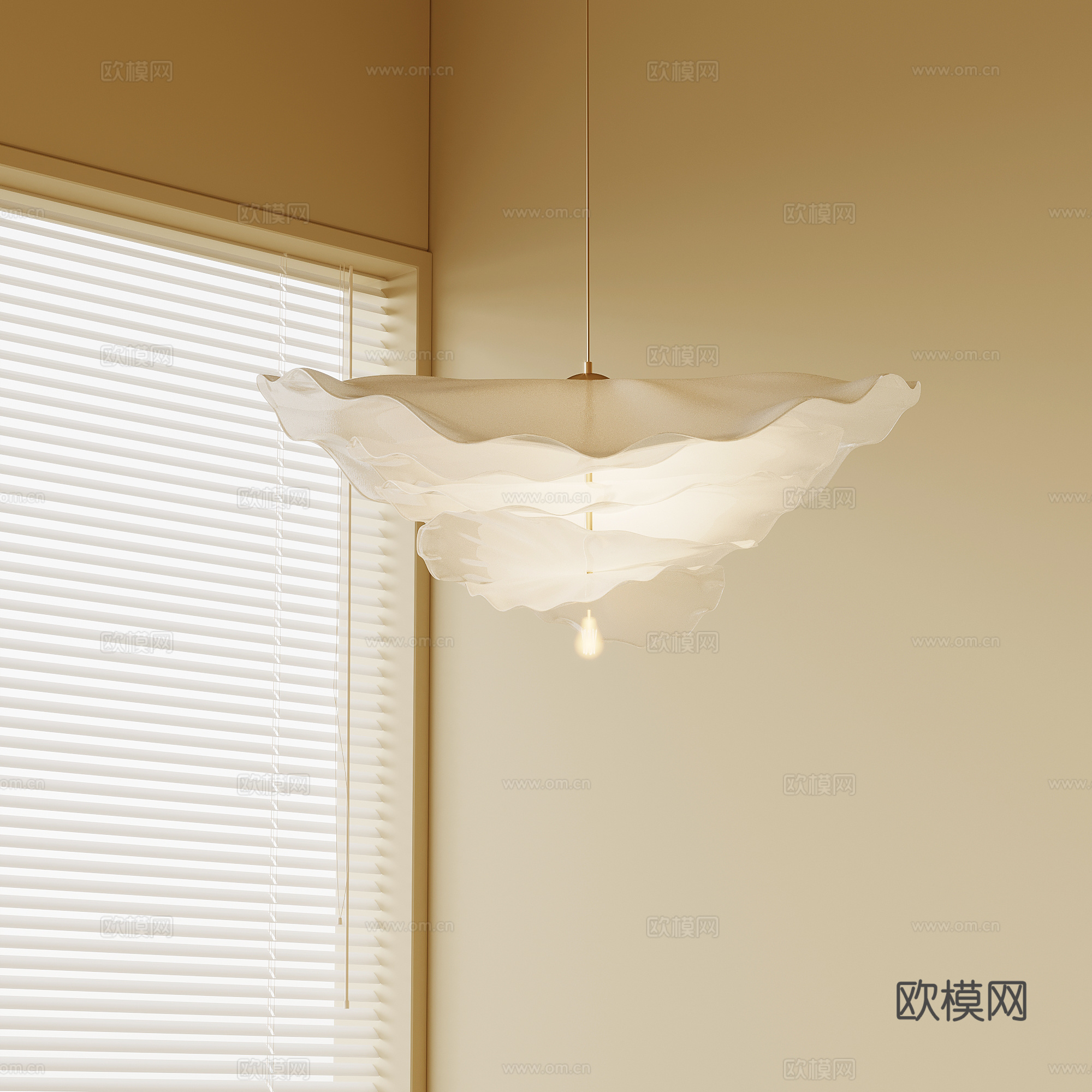 现代奶油风吊灯su模型