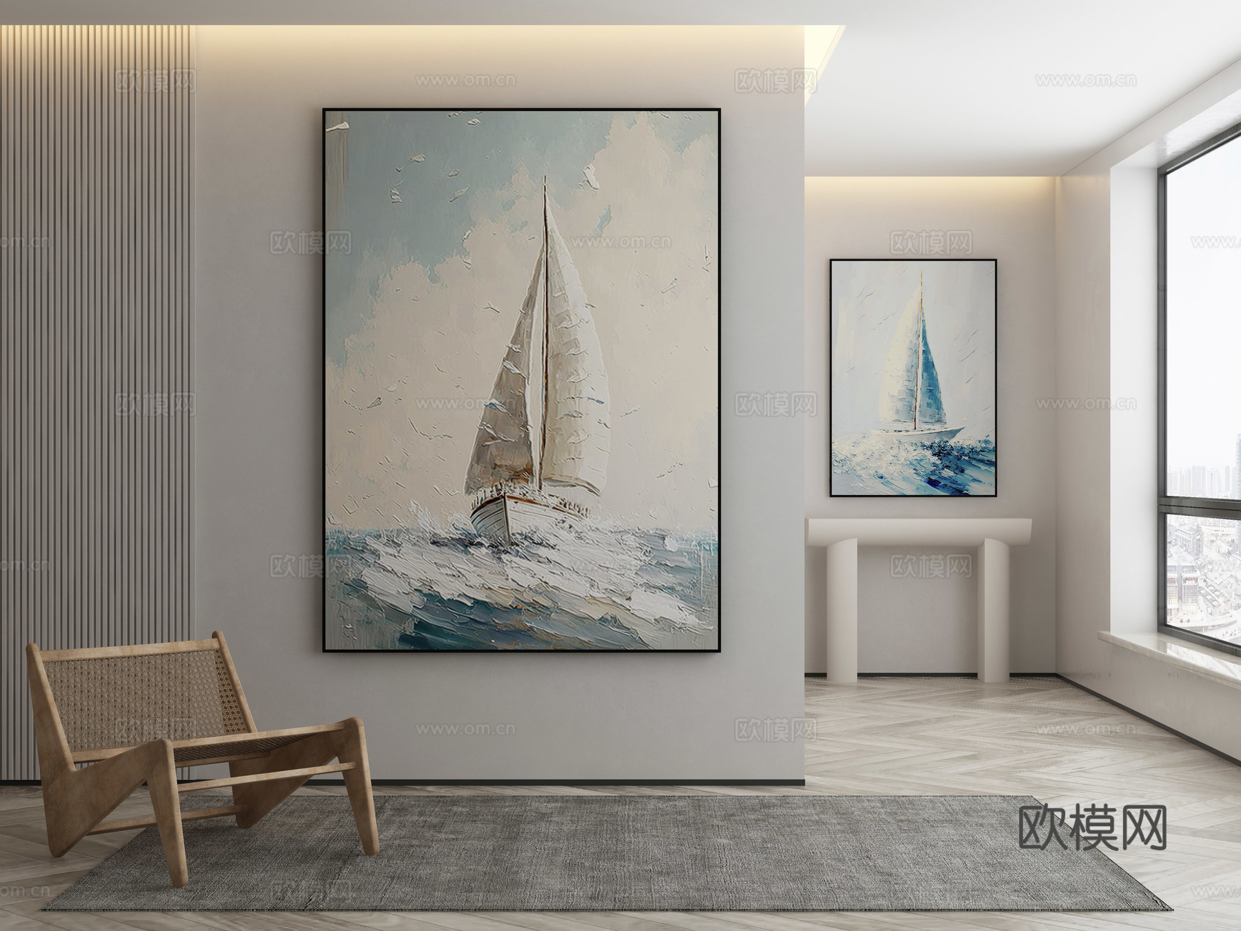 现代侘寂挂画 油画3d模型