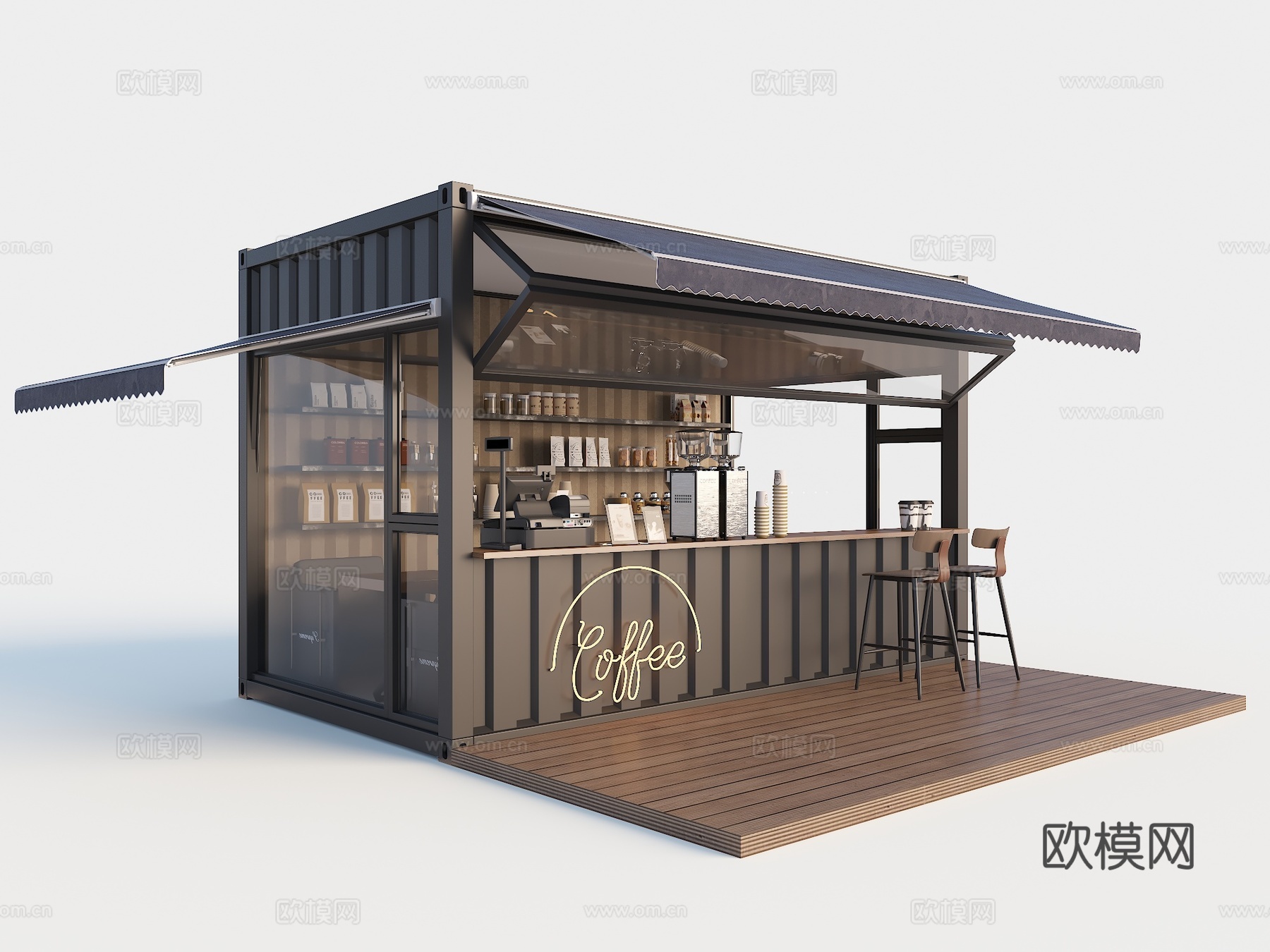 户外咖啡店 咖啡小屋 集装箱咖啡店 集装箱房子 集装箱小店su模型