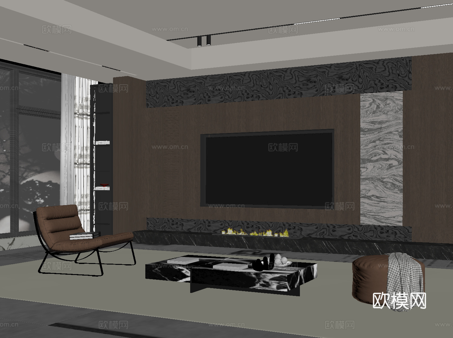 意式客厅su模型