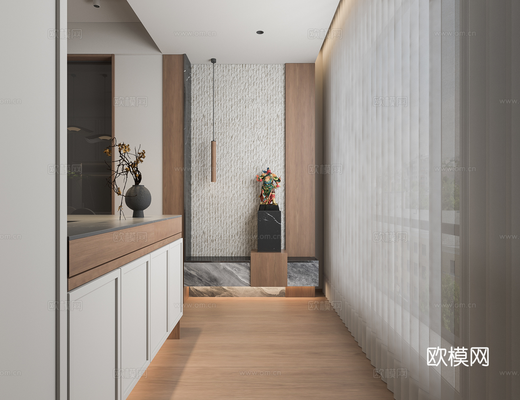 中古风客餐厅家具3d模型下载（渲染图4）