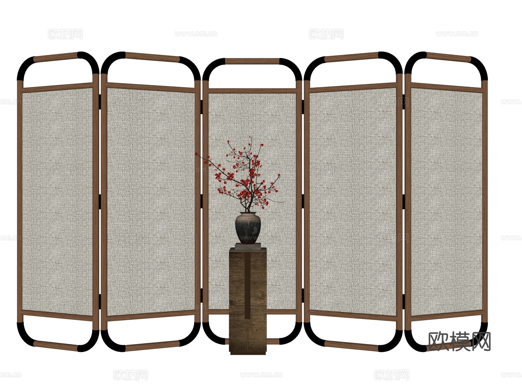 中古折叠屏风隔断su模型