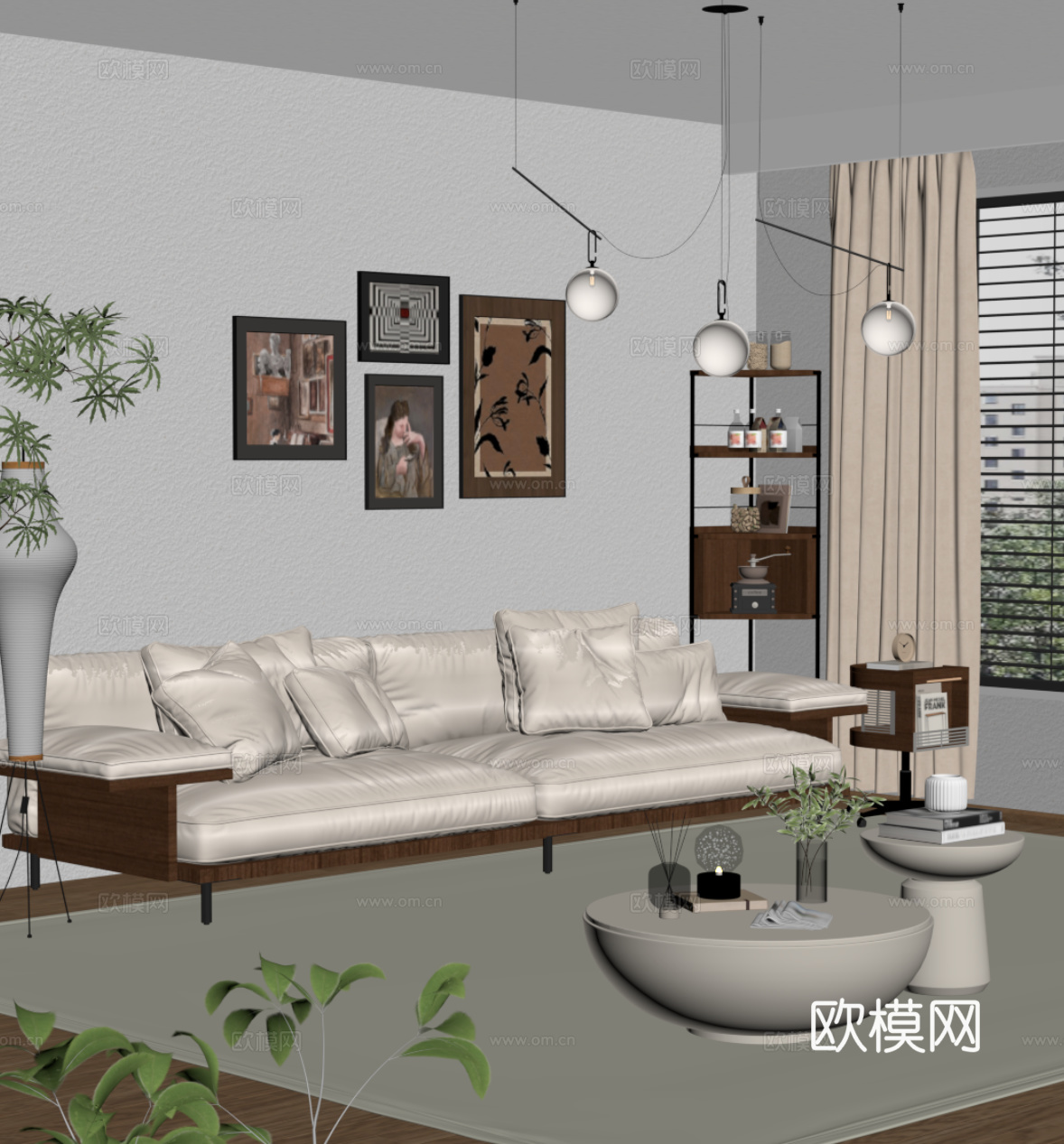 中古风多人沙发su模型