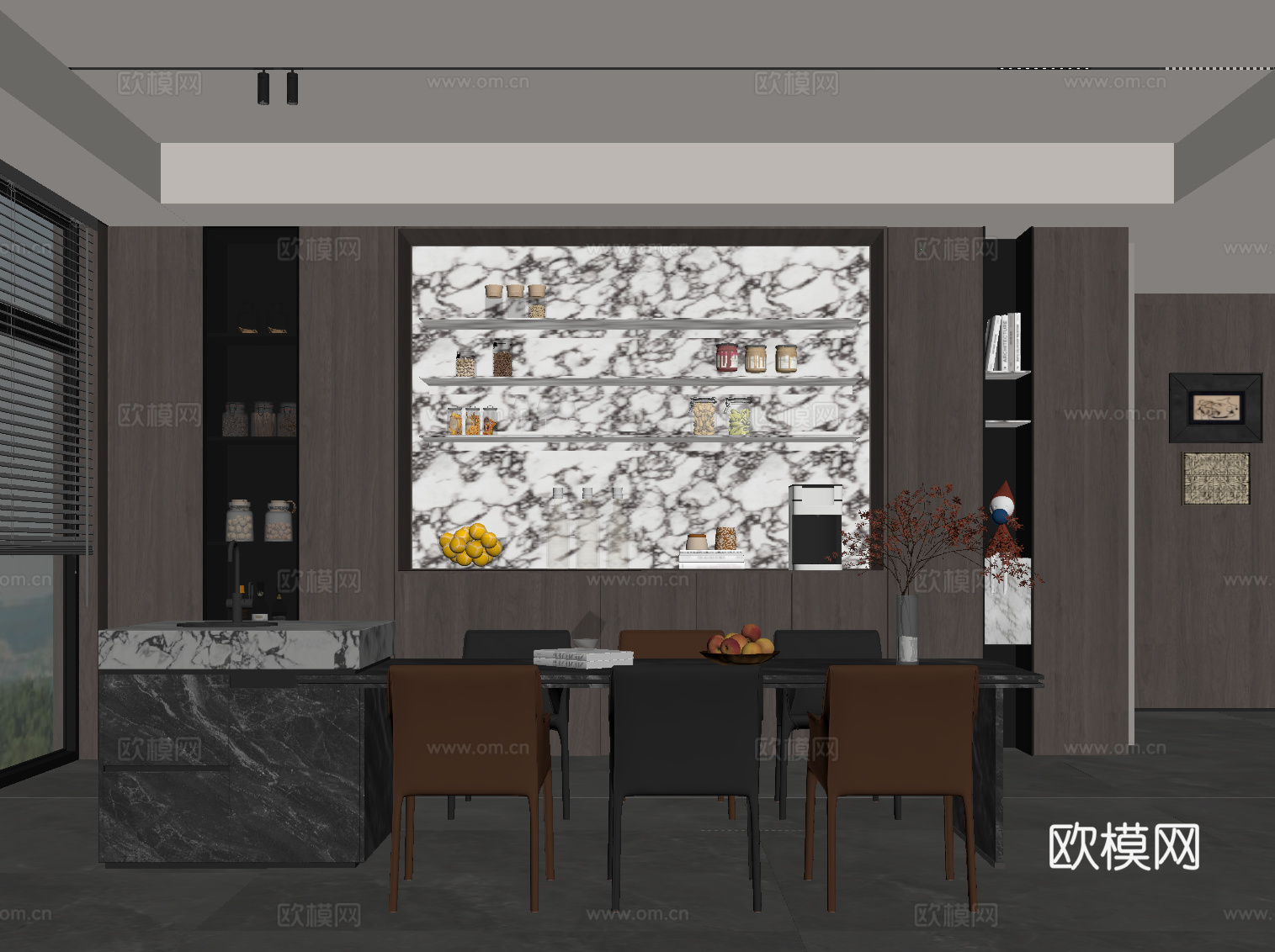 意式餐厅su模型