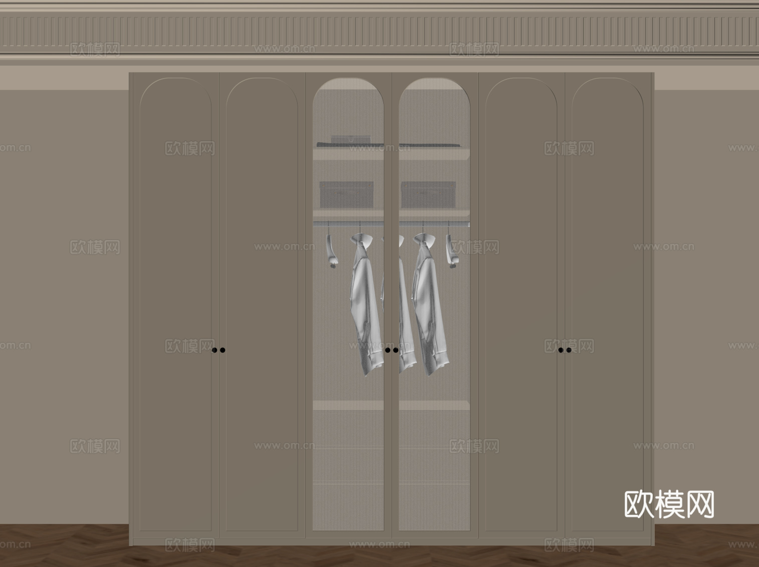 法式奶油风衣柜su模型