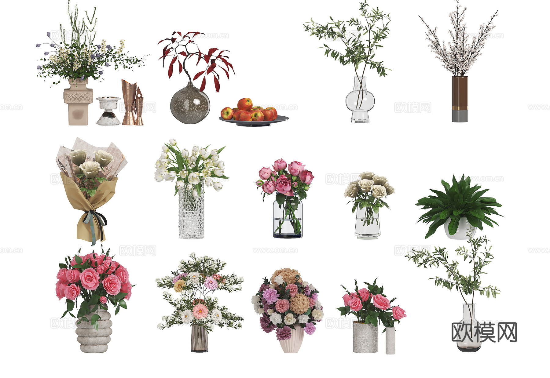 花瓶 盆栽 手捧花3d模型